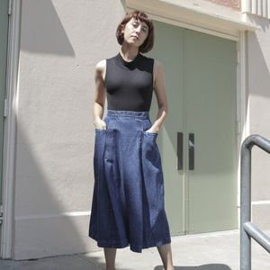 CARLEEN POCKET SKIRT - DARK BLUE DENIM SKIRT